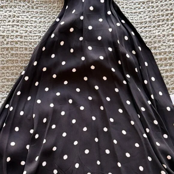 Zara Black Halter Polka Dot Top with White Spots - Picture 3 of 6